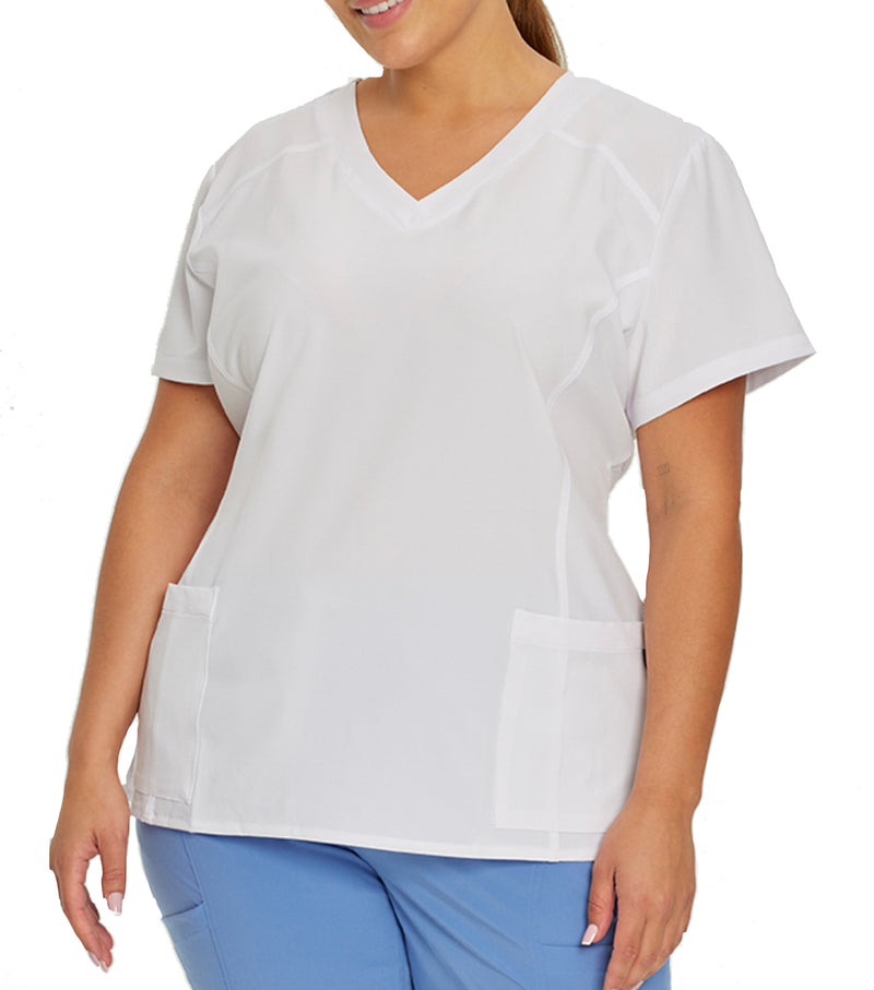 Haut d'uniforme Encolure en V à 2 poches 785 Blanc – Whitecross