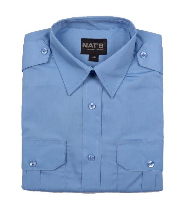 Chemise militaire à manches longues bleu pale pour femmes - Nat's