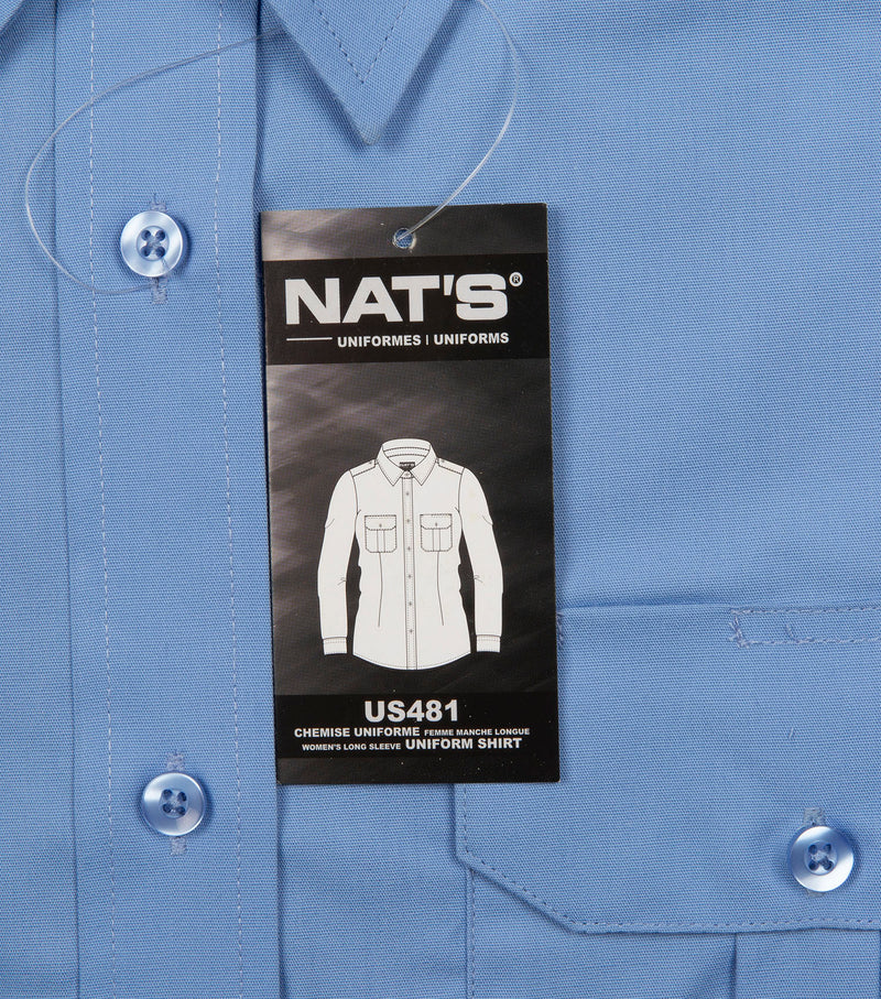 Chemise militaire à manches longues bleu pale pour femmes - Nat's