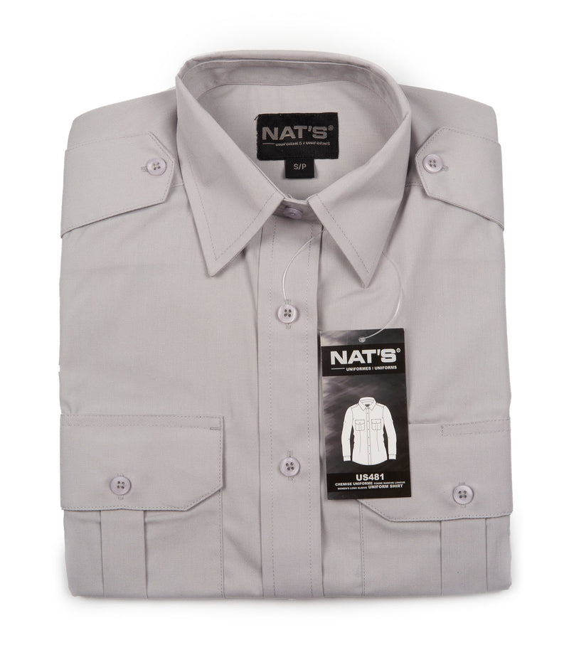 Chemise militaire à manches longues grise pour femmes - Nat's