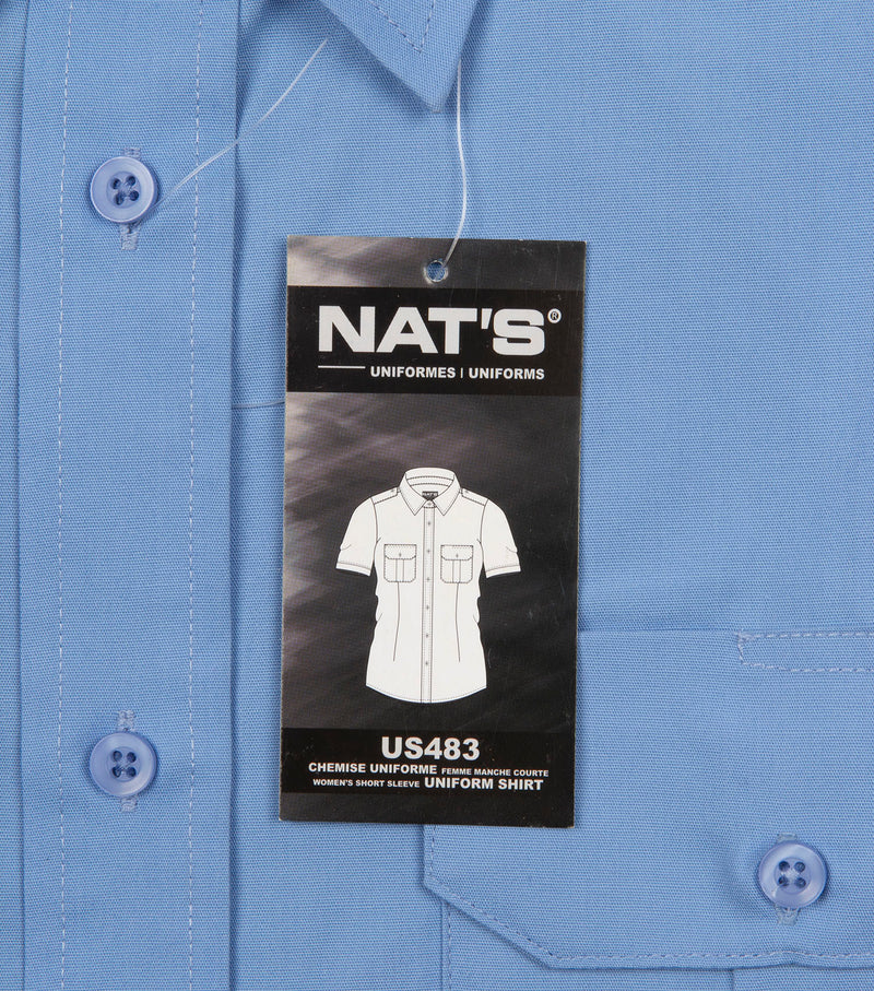 Chemise militaire à manches courtes bleu pale pour femmes - Nat's